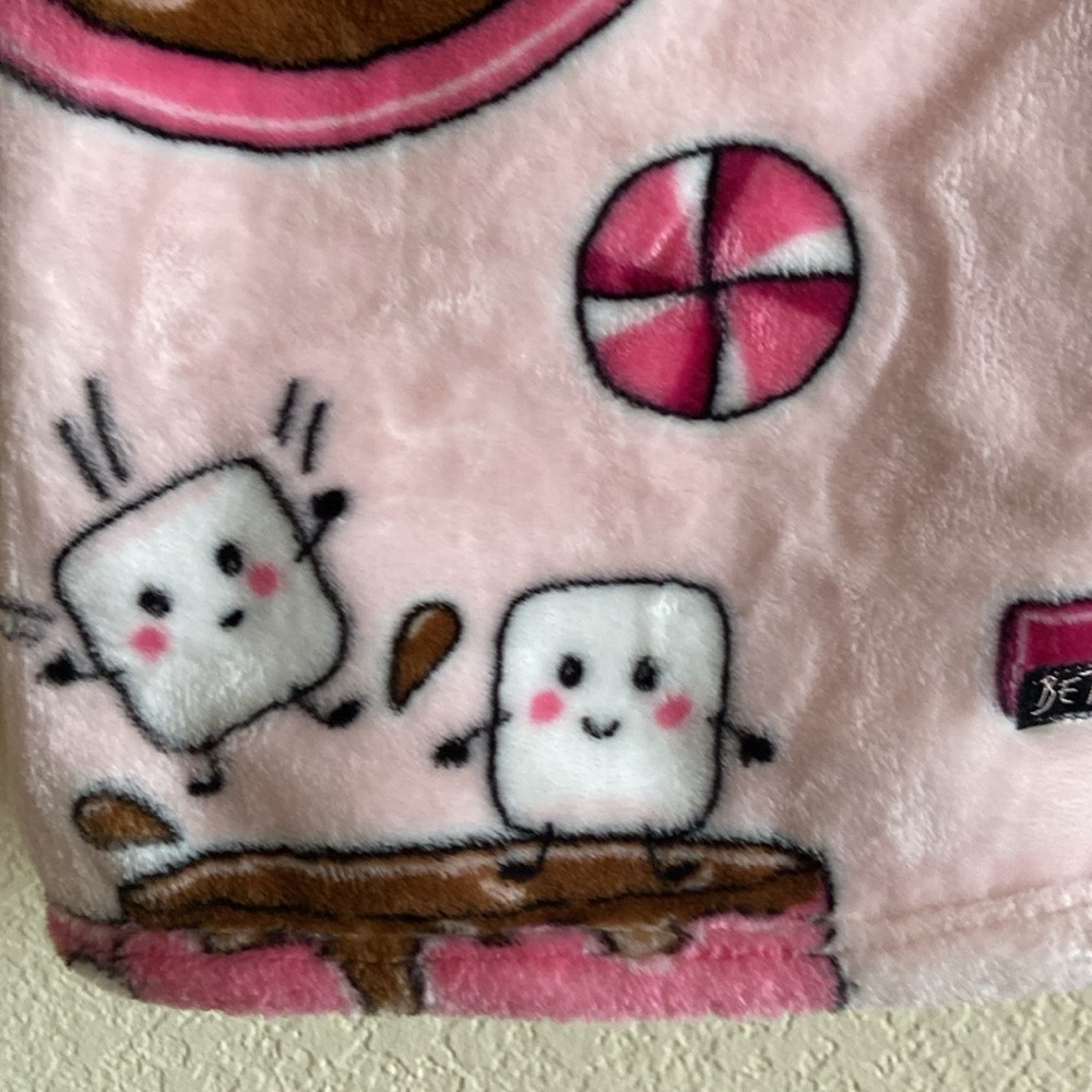Betsey Johnson Pink Cocoa and Marshmallows Throw Blanket